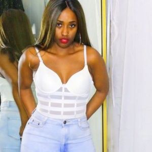 Off White Mesh Style Bustier